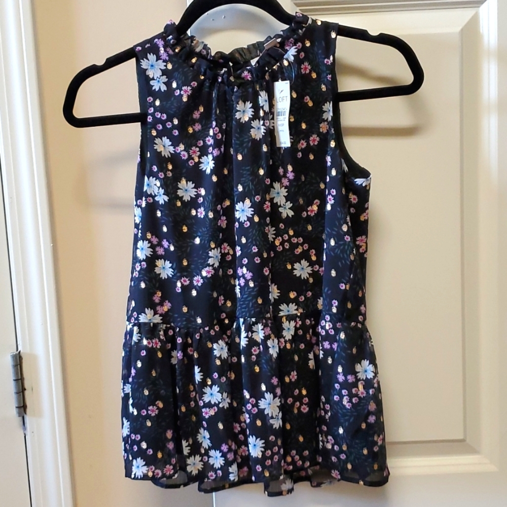 Floral Loft blouse, size XXSP, never worn $30